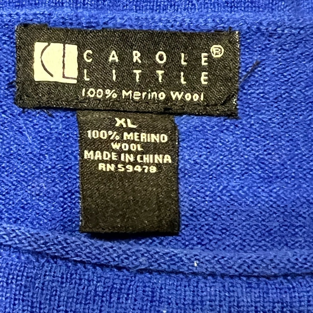 Carole Little Royal Blue Long Sleeve Wool Sweater Size S - Picture 2 of 6